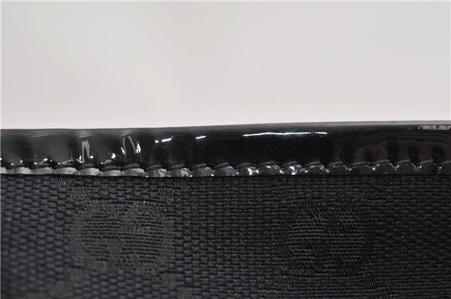 Authentic GUCCI Shoulder Tote Bag GG Canvas Enamel 211976 Black 8841F