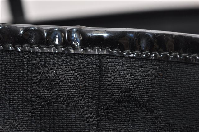 Authentic GUCCI Shoulder Tote Bag GG Canvas Enamel 211976 Black 8841F