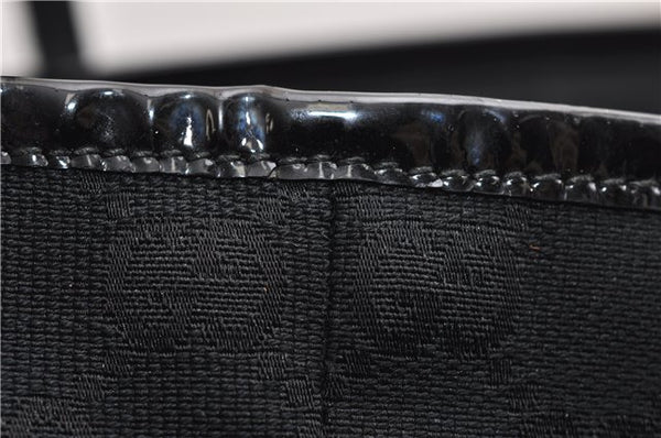 Authentic GUCCI Shoulder Tote Bag GG Canvas Enamel 211976 Black 8841F