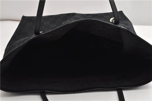 Authentic GUCCI Shoulder Tote Bag GG Canvas Enamel 211976 Black 8841F