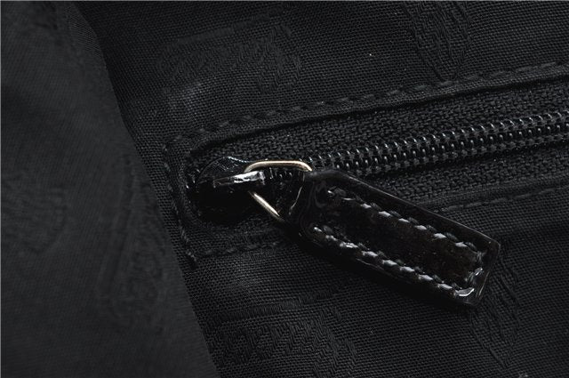 Authentic GUCCI Shoulder Tote Bag GG Canvas Enamel 211976 Black 8841F