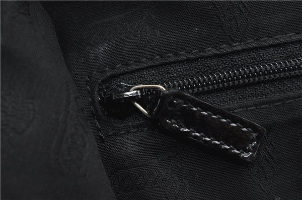 Authentic GUCCI Shoulder Tote Bag GG Canvas Enamel 211976 Black 8841F