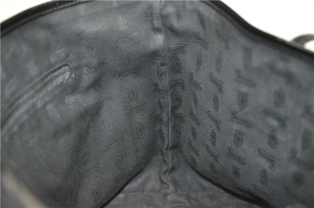 Authentic GUCCI Shoulder Tote Bag GG Canvas Enamel 211976 Black 8841F
