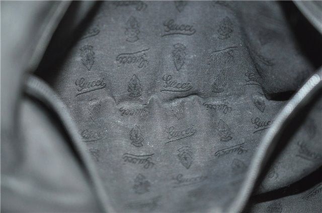 Authentic GUCCI Shoulder Tote Bag GG Canvas Enamel 211976 Black 8841F