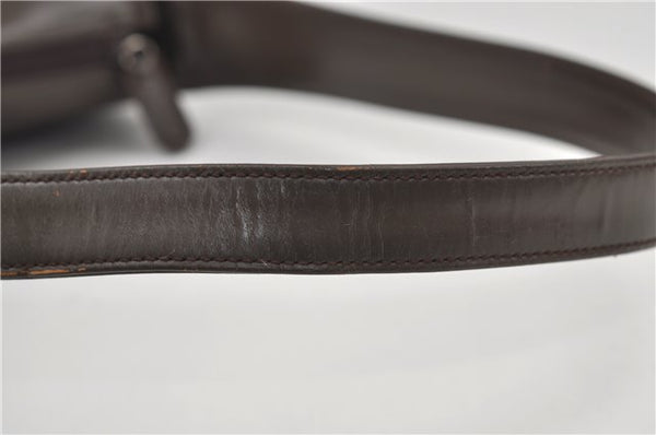 Authentic GUCCI Interlocking G Shoulder Bag Purse Leather Brown 8843D