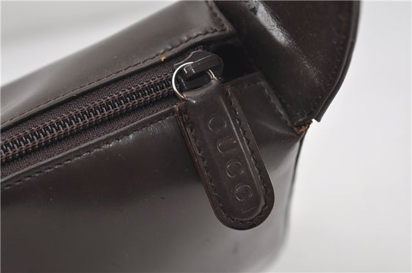 Authentic GUCCI Interlocking G Shoulder Bag Purse Leather Brown 8843D