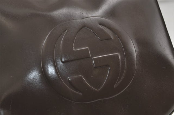 Authentic GUCCI Interlocking G Shoulder Bag Purse Leather Brown 8843D