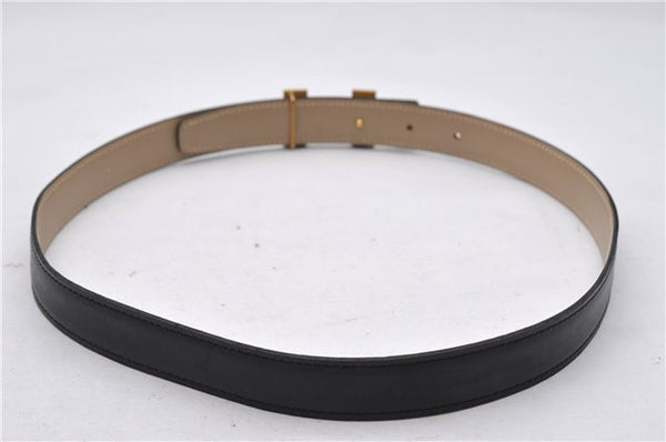 Authentic HERMES Mini Constance Leather Belt Size 70cm 27.6" Black Beige 8843E