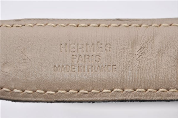 Authentic HERMES Mini Constance Leather Belt Size 70cm 27.6" Black Beige 8843E