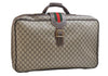 Authentic GUCCI Web Sherry Line Travel Bag Trunk Case GG PVC Leather Brown 8844E