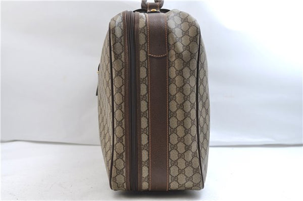 Authentic GUCCI Web Sherry Line Travel Bag Trunk Case GG PVC Leather Brown 8844E