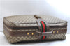 Authentic GUCCI Web Sherry Line Travel Bag Trunk Case GG PVC Leather Brown 8844E