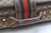 Authentic GUCCI Web Sherry Line Travel Bag Trunk Case GG PVC Leather Brown 8844E