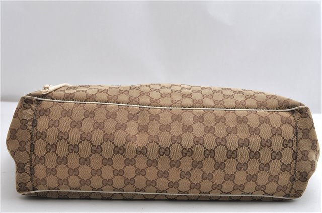 Authentic GUCCI Positano Scarf Tote Bag GG Canvas Leather 153033 Brown 8844F