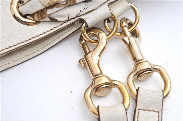 Authentic GUCCI Positano Scarf Tote Bag GG Canvas Leather 153033 Brown 8844F