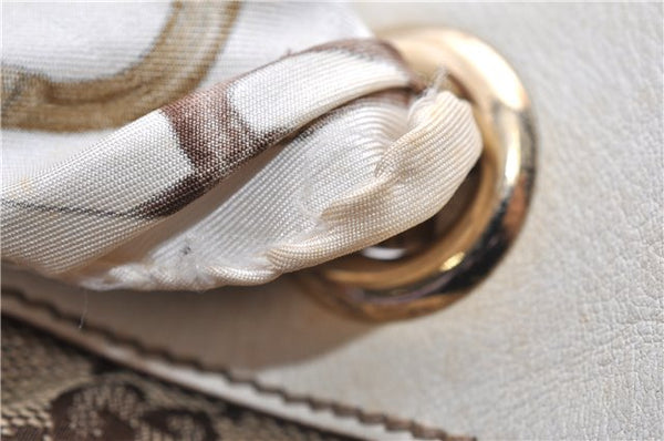 Authentic GUCCI Positano Scarf Tote Bag GG Canvas Leather 153033 Brown 8844F