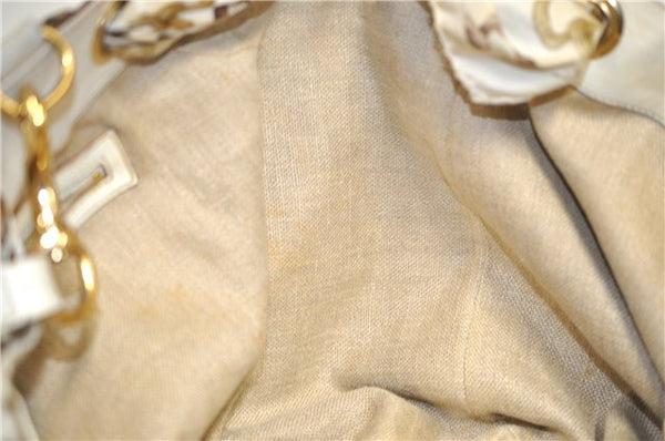 Authentic GUCCI Positano Scarf Tote Bag GG Canvas Leather 153033 Brown 8844F