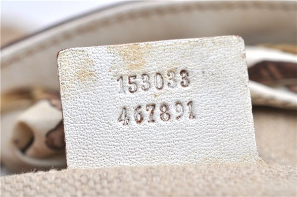 Authentic GUCCI Positano Scarf Tote Bag GG Canvas Leather 153033 Brown 8844F