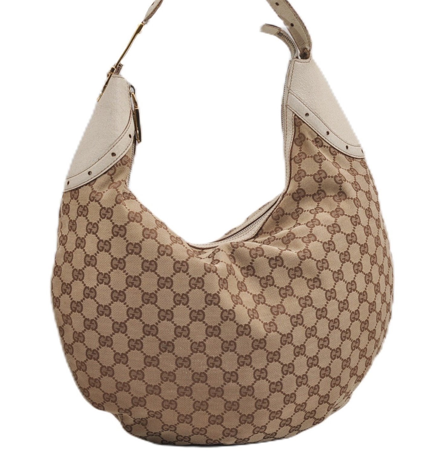 Authentic GUCCI Vintage Shoulder Hand Bag GG Canvas Leather 145767 Brown 8845F