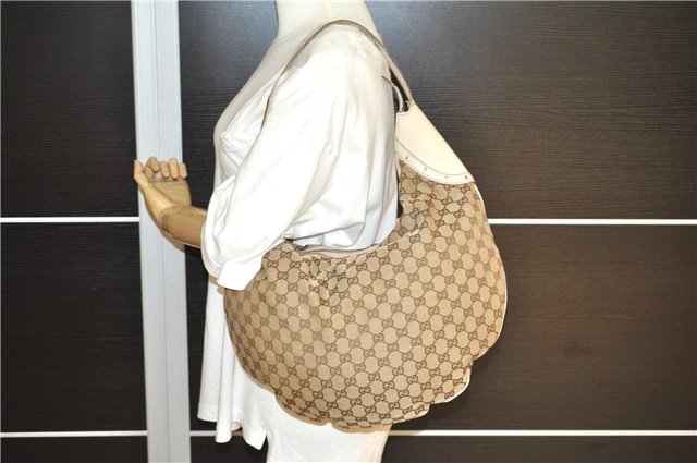 Authentic GUCCI Vintage Shoulder Hand Bag GG Canvas Leather 145767 Brown 8845F