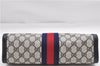 Authentic GUCCI Sherry Line Clutch Hand Bag Purse GG PVC Leather Navy Blue 8846D