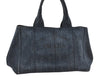 Authentic PRADA Vintage Canapa M Denim Tote Hand Bag Blue 8847F