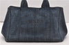 Authentic PRADA Vintage Canapa M Denim Tote Hand Bag Blue 8847F