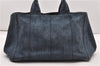 Authentic PRADA Vintage Canapa M Denim Tote Hand Bag Blue 8847F