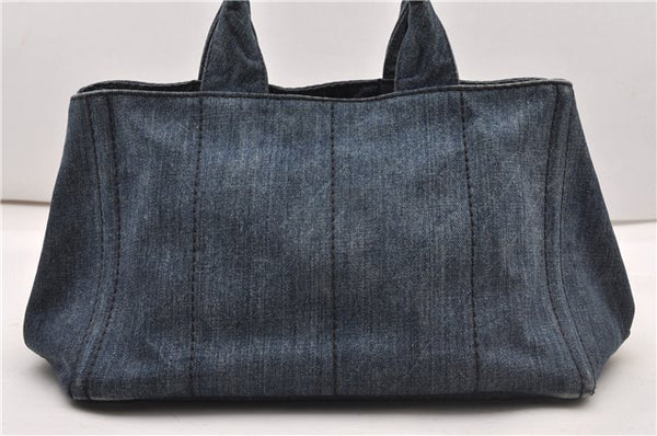 Authentic PRADA Vintage Canapa M Denim Tote Hand Bag Blue 8847F