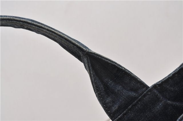 Authentic PRADA Vintage Canapa M Denim Tote Hand Bag Blue 8847F