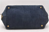 Authentic PRADA Vintage Canapa M Denim Tote Hand Bag Blue 8847F