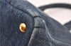 Authentic PRADA Vintage Canapa M Denim Tote Hand Bag Blue 8847F