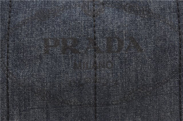 Authentic PRADA Vintage Canapa M Denim Tote Hand Bag Blue 8847F