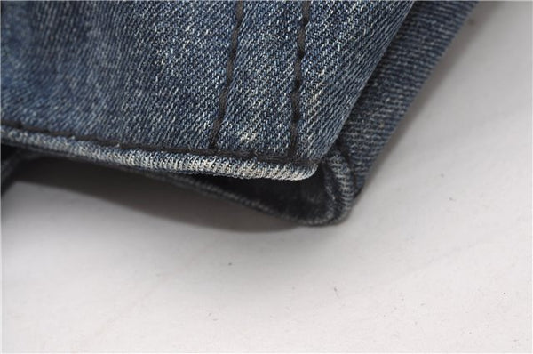 Authentic PRADA Vintage Canapa M Denim Tote Hand Bag Blue 8847F
