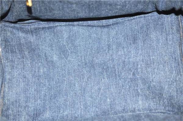 Authentic PRADA Vintage Canapa M Denim Tote Hand Bag Blue 8847F