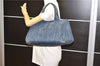 Authentic PRADA Vintage Canapa M Denim Tote Hand Bag Blue 8847F