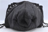 Authentic CHANEL Melrose Cabas Chain Shoulder Tote Bag Cotton Black CC 8851C