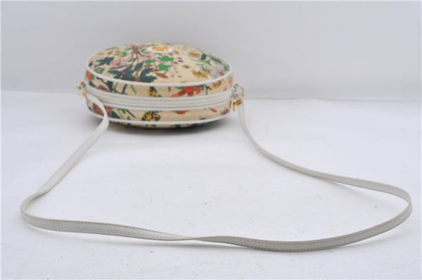 Authentic GUCCI Flora Shoulder Cross Body Bag Canvas Leather Ivory White 8853D