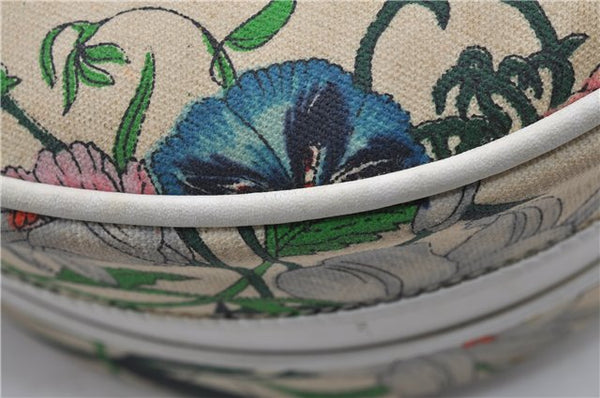 Authentic GUCCI Flora Shoulder Cross Body Bag Canvas Leather Ivory White 8853D