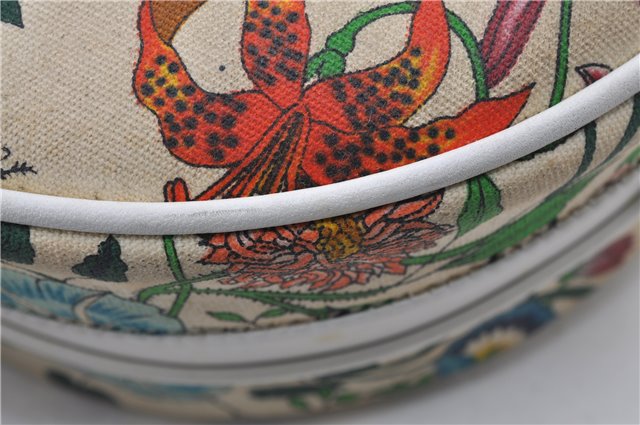 Authentic GUCCI Flora Shoulder Cross Body Bag Canvas Leather Ivory White 8853D