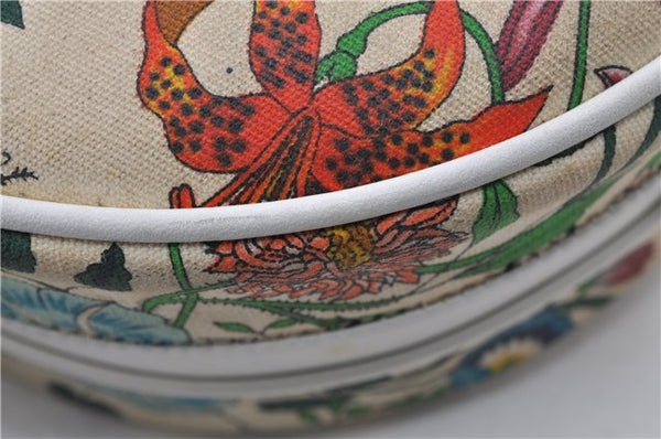 Authentic GUCCI Flora Shoulder Cross Body Bag Canvas Leather Ivory White 8853D