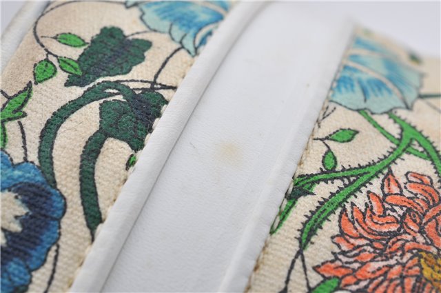 Authentic GUCCI Flora Shoulder Cross Body Bag Canvas Leather Ivory White 8853D