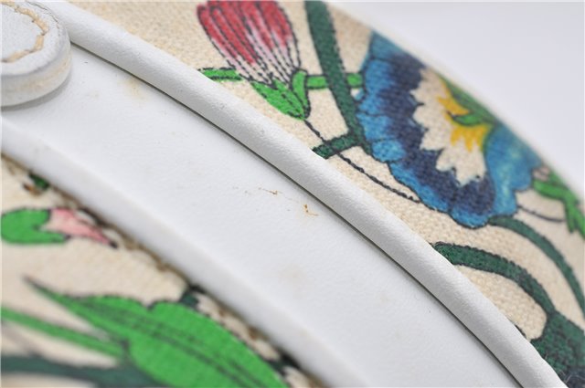Authentic GUCCI Flora Shoulder Cross Body Bag Canvas Leather Ivory White 8853D