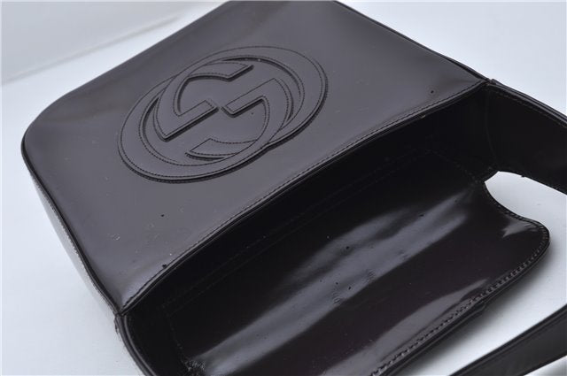 Authentic GUCCI Vintage Shoulder Hand Bag Purse Enamel Purple 8859D