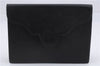 Authentic YVES SAINT LAURENT Clutch Hand Bag Purse Leather Black 8869D