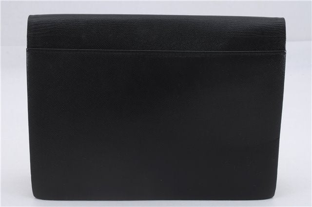 Authentic YVES SAINT LAURENT Clutch Hand Bag Purse Leather Black 8869D