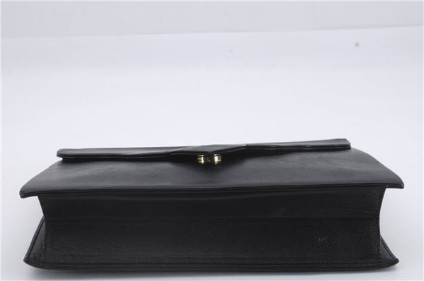 Authentic YVES SAINT LAURENT Clutch Hand Bag Purse Leather Black 8869D