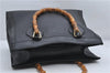 Authentic GUCCI Bamboo Shoulder Tote Bag Leather 0028260 Black 8873D