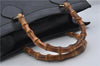Authentic GUCCI Bamboo Shoulder Tote Bag Leather 0028260 Black 8873D