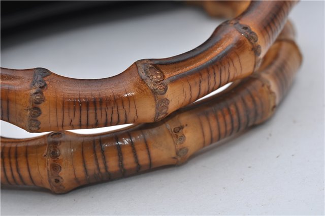 Authentic GUCCI Bamboo Shoulder Tote Bag Leather 0028260 Black 8873D